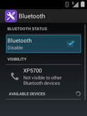 Bluetooth is on. Select Bluetooth again to turn it off.
