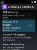 The portable Wi-Fi hotspot is now active. Other devices can connect to it using your network name (step 6) and password (step 8).