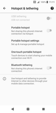 To turn on the mobile hotspot, touch the Portable hotspot slider.