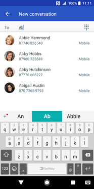 Enter the recipientʼs mobile phone number or enter a name to select someone from your contacts list.