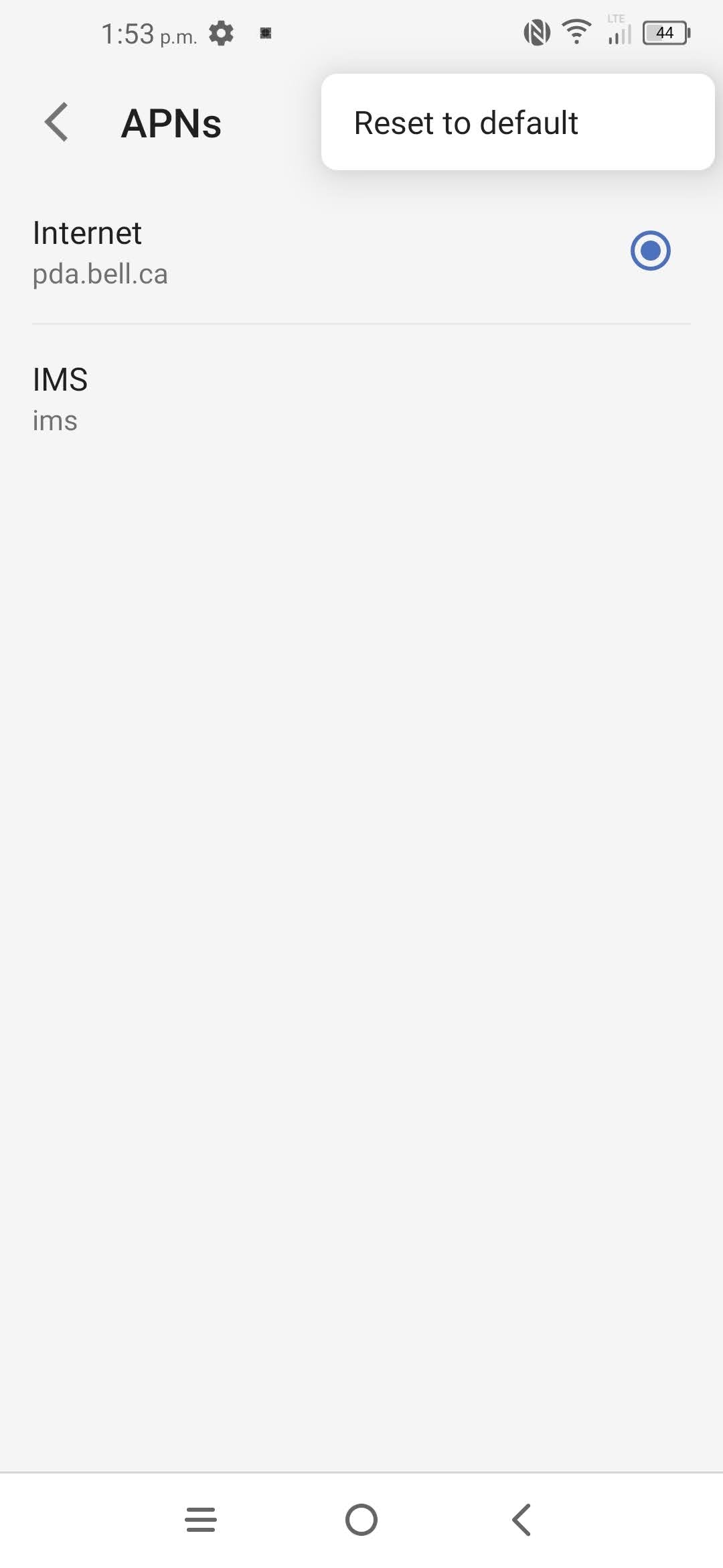 Touch Reset to default.