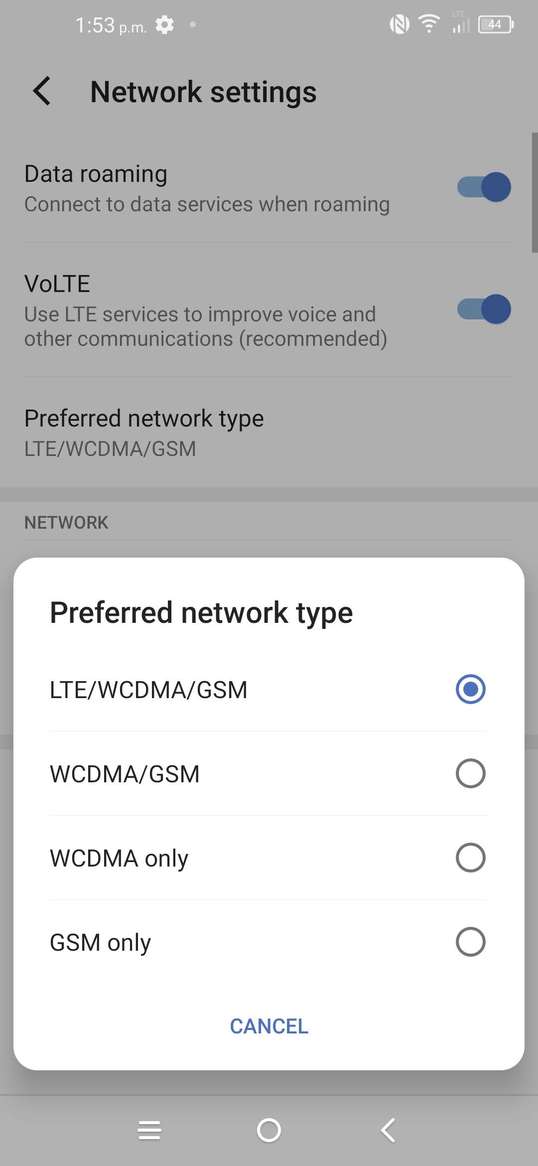 Touch Access Point Names.