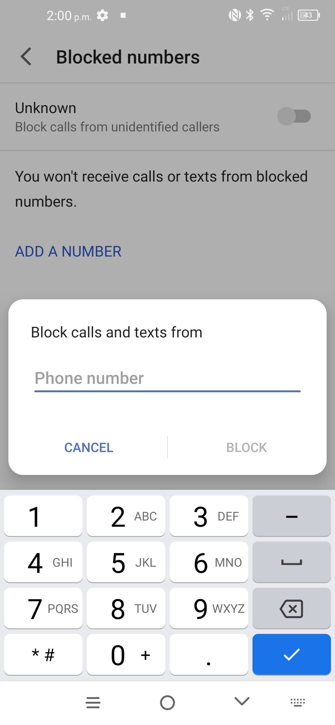 Enter the desired phone number.