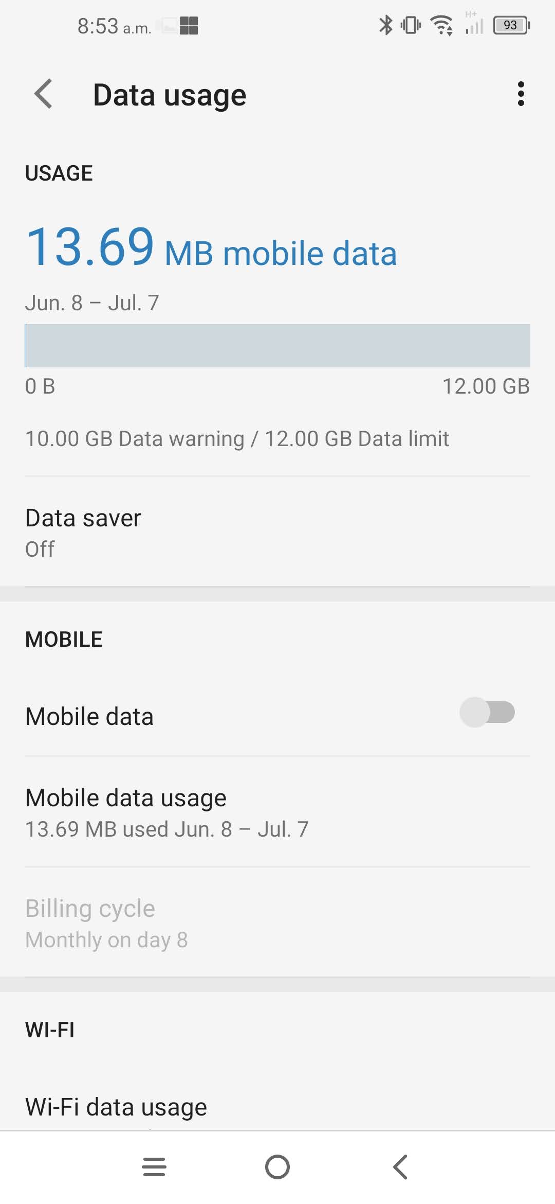 Touch the Mobile data slider to turn it off.