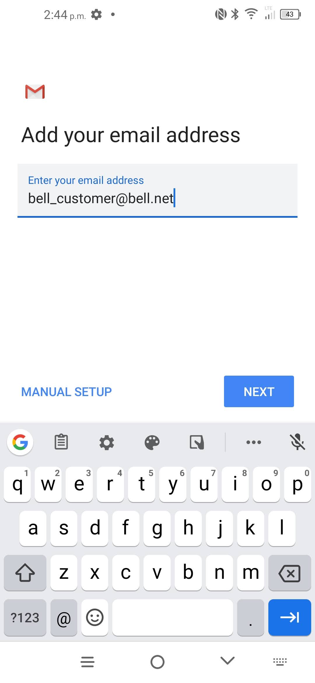 Enter your Bell email address.