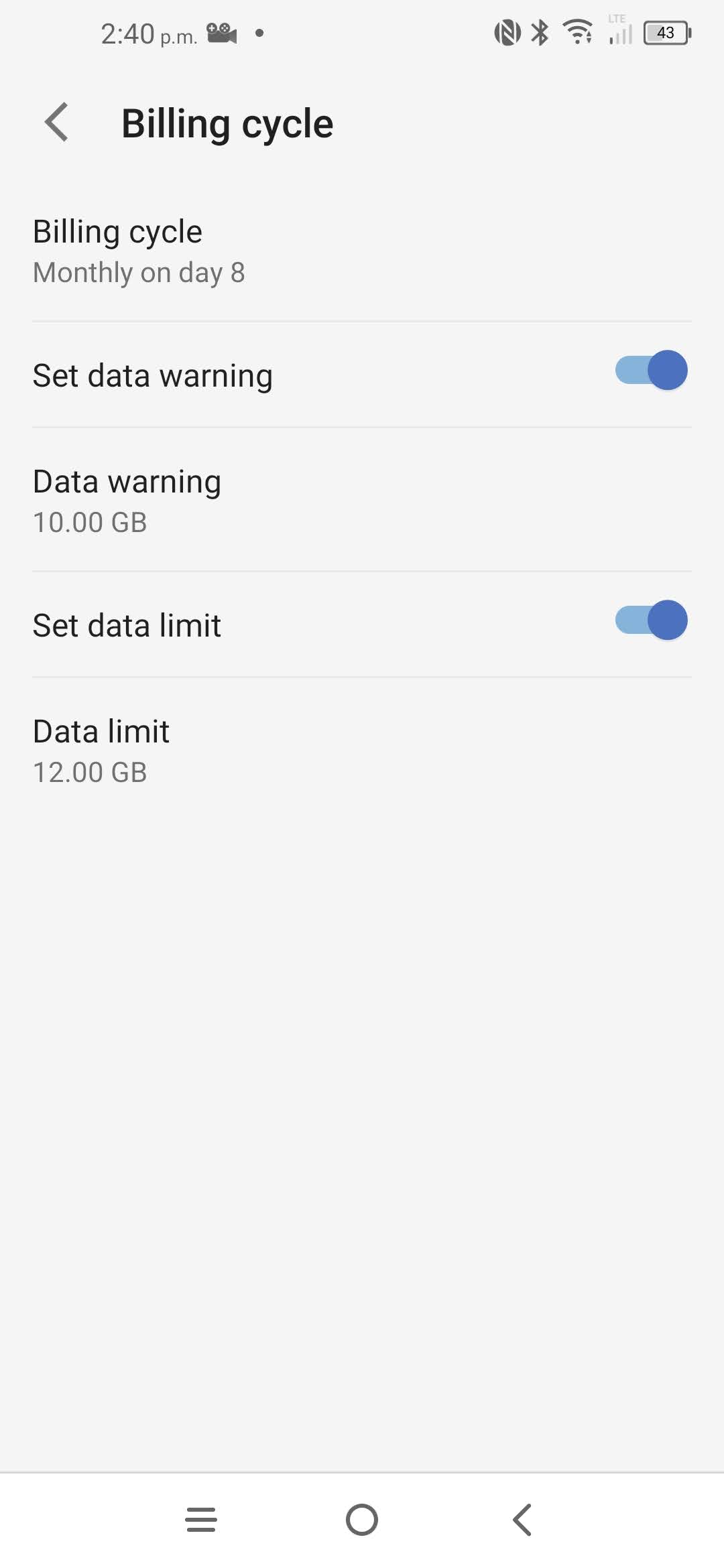 Touch Data limit.