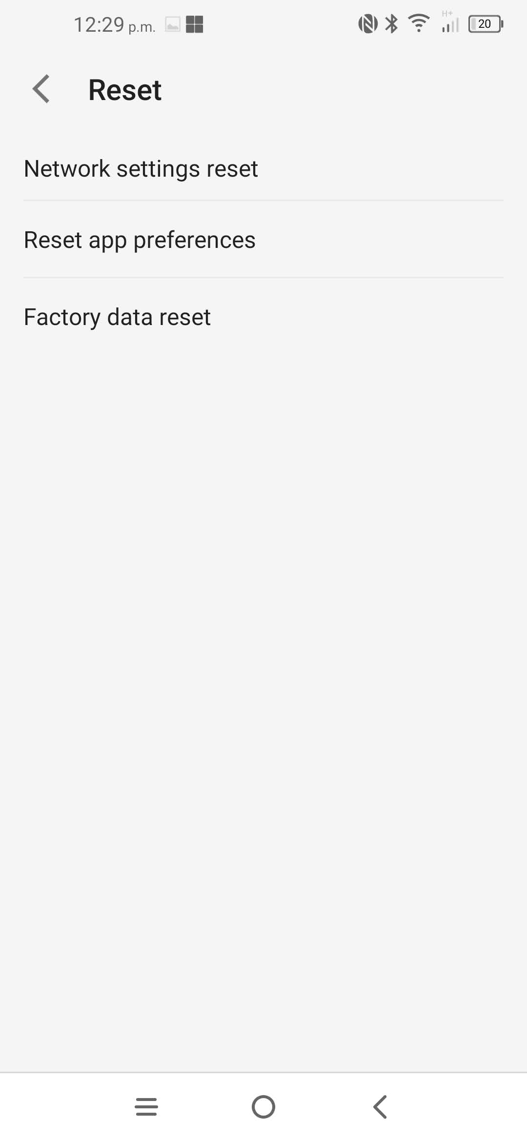 Touch Factory data reset.