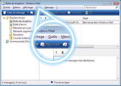 Dans Windows Mail, cliquez sur Outils.