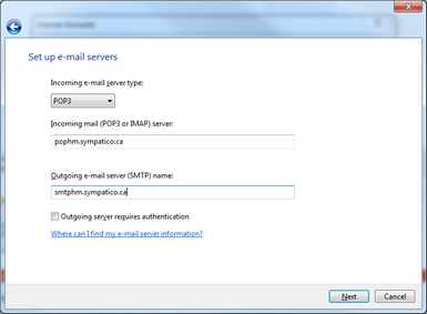 Select Outgoing server requires authentication.