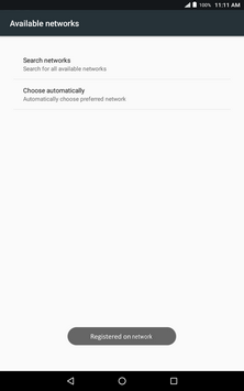 The tablet is now connected to the mobile network.