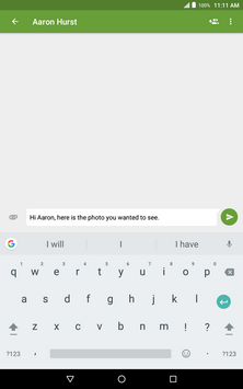 Touch the Send icon to send the text message or touch the + icon to make this a multimedia message.