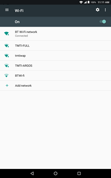 The tablet is connected to the Wi-Fi network.