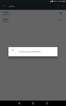 Wait briefly while the APN settings are reset.