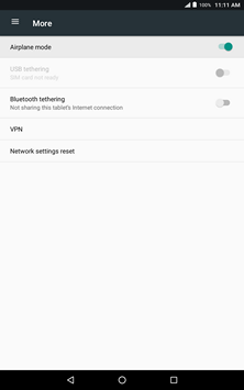 Airplane mode is on. Touch Airplane mode again to turn it off.