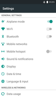 Airplane mode is on. Touch the Airplane mode slider again to turn it off.