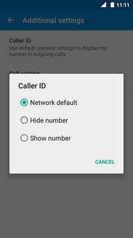 Touch the desired option (e.g., Hide number).