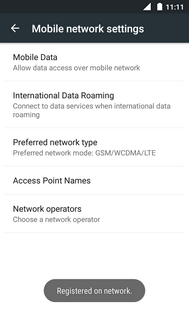 The phone is now connected to the mobile network.