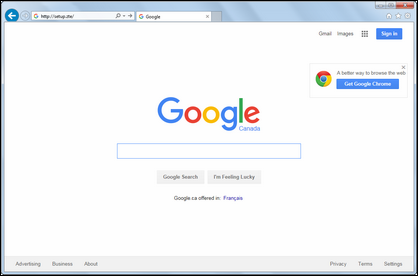 Type http://setup.ZTE in the address bar, then press Enter on your keyboard.