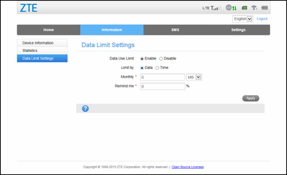 Enter the data limit amount.