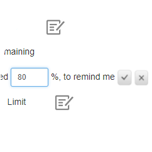 Enter a percentage at which you will be notified that your data limit is approaching and press the checkmark icon.