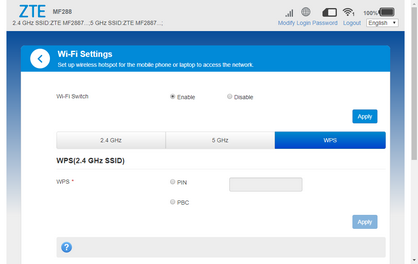 There are two ways to connect your device using WPS, PIN input and Push button. For this example, click PBC to activate the push button.