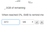 Enter the data limit amount and click the checkmark icon.