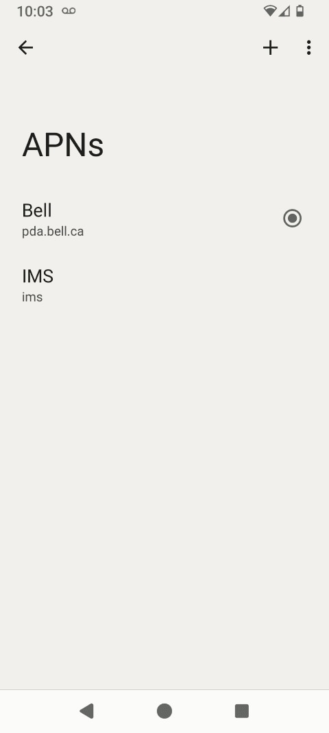 The APN settings have been reset to default.