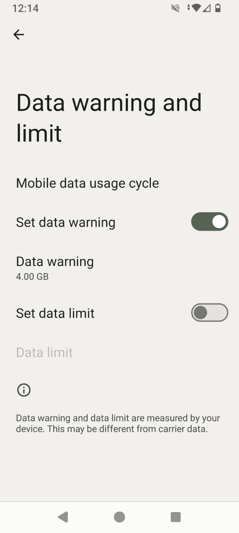 Touch App data usage cycle.