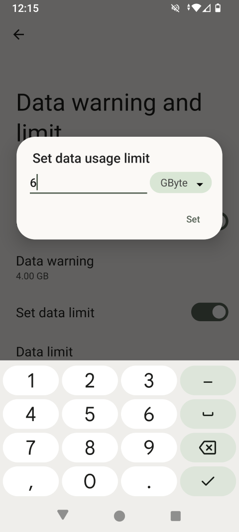 Enter the desired data usage limit.