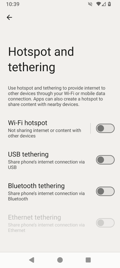 Touch the USB tethering slider to turn it on.