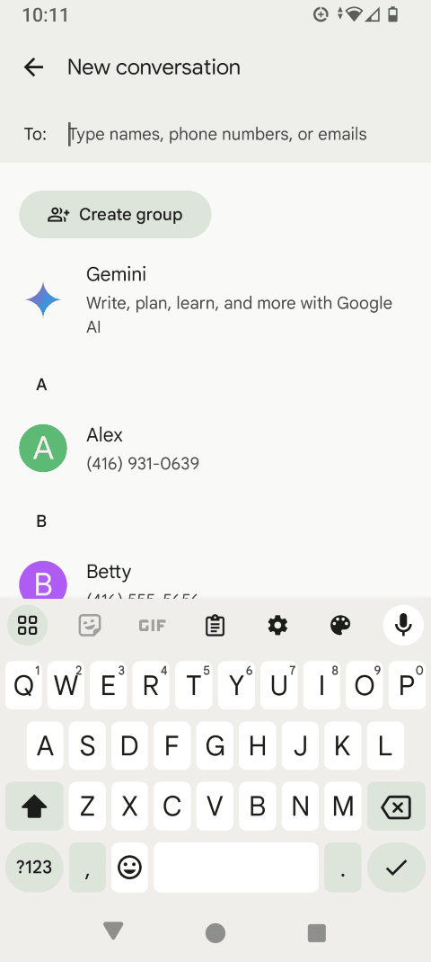 Enter the recipientʼs mobile phone number or enter a name to select someone from your contacts list.