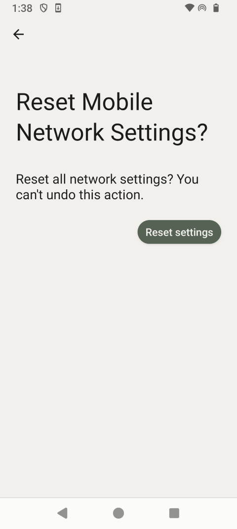 Touch Reset settings again.