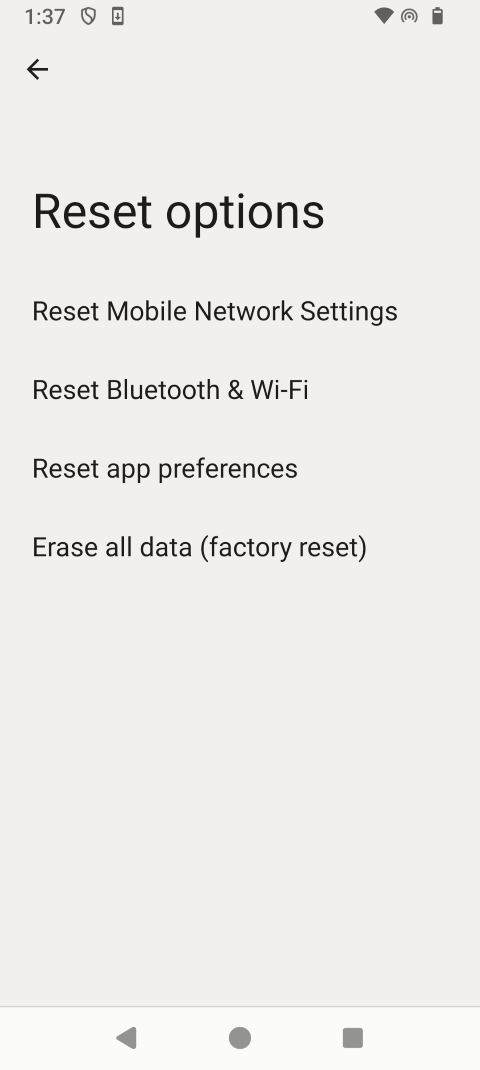 Touch one of the reset options.