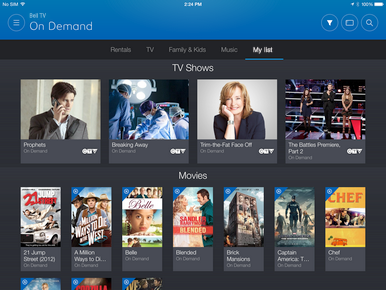To view your list, touch the My list tab in the On Demand section of the app.