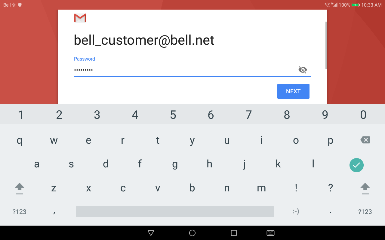 Enter your Bell email password.