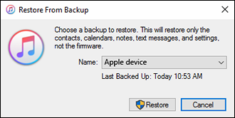 Use the drop-down menu to select a backup, then click Restore.