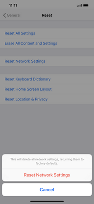 Touch Reset Network Settings.