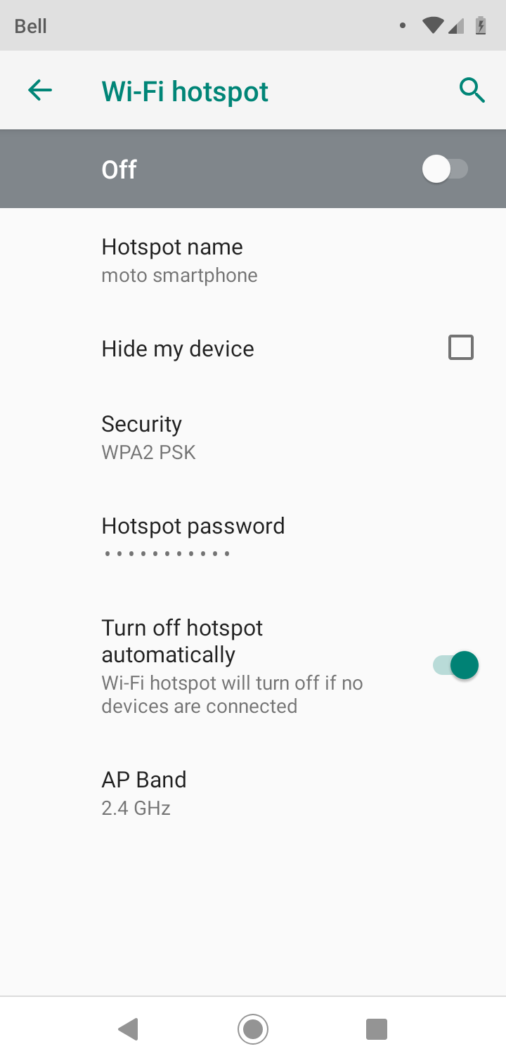 Touch the Wi-Fi hotspot slider.