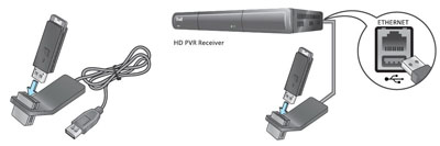 Plug the USB extension cradle into a USB port on your HD PVR receiver