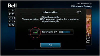 You will then see a signal strength screen