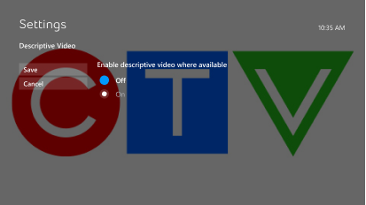 Select Descriptive video off.