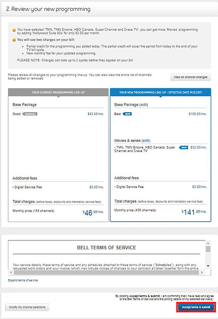 How to change or upgrade my Bell TV programming