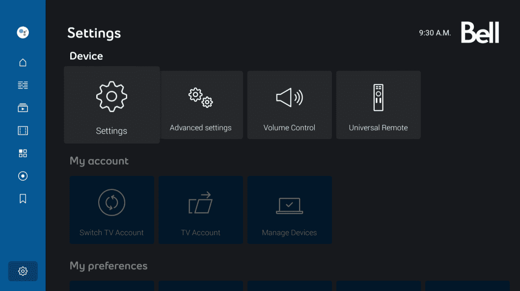 Settings allow you to manage everything from favourites to devices.