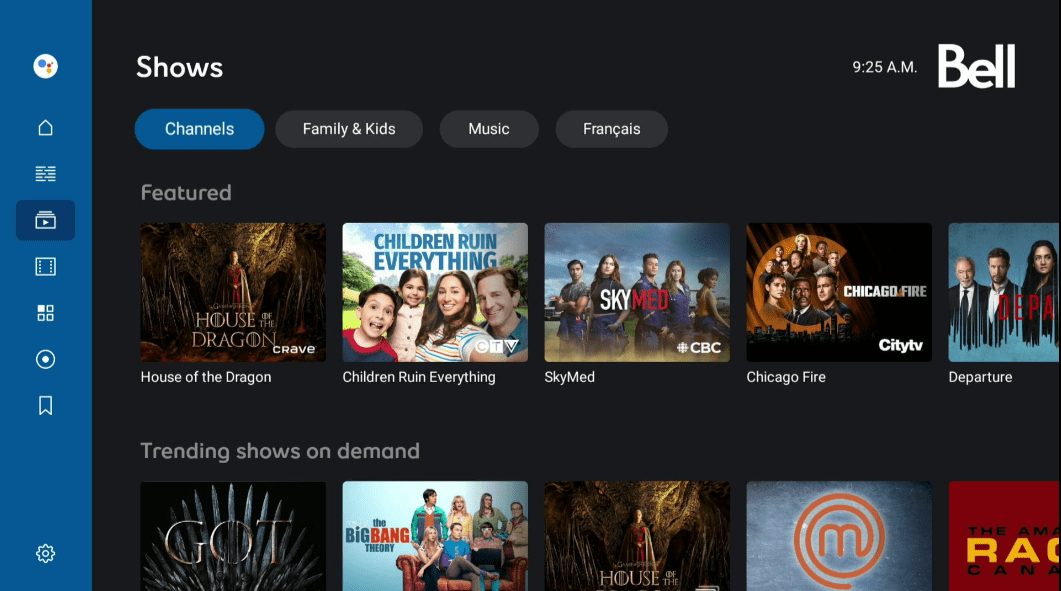 Shows displays On Demand shows.