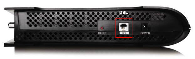 DSL port on rear of Connection Hub modem