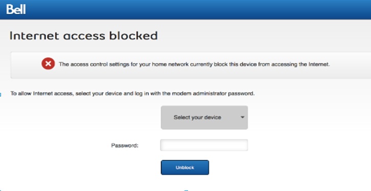 Internet Access Blocked Error Message 